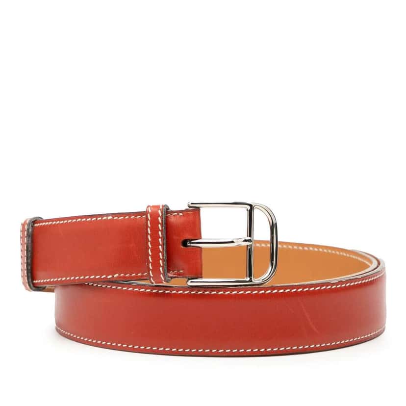 Hermès Box Calf Etriviere Belt Orange Leather Good condition - Front View