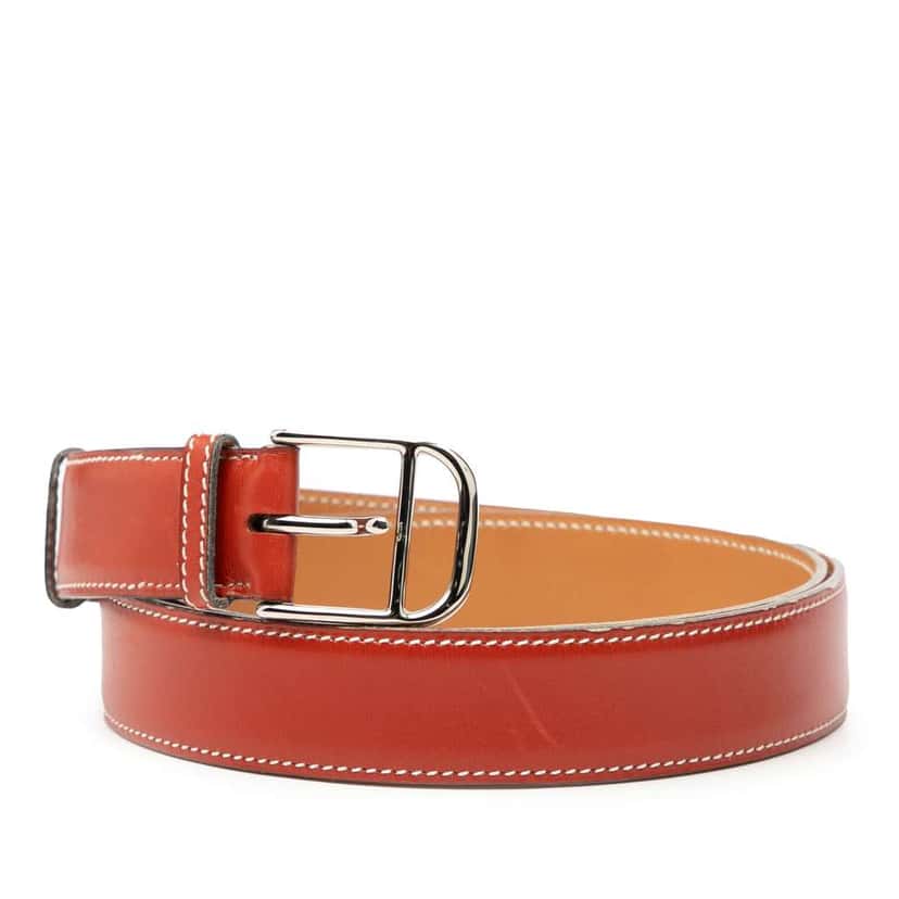 Hermès Box Calf Etriviere Belt Orange Leather Good condition - Back View