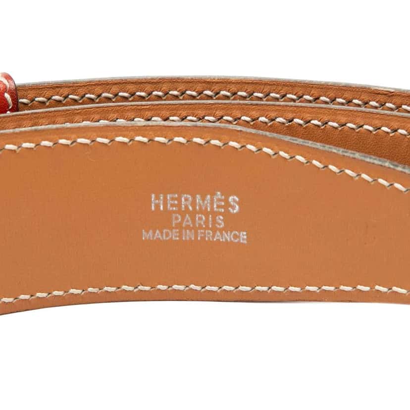Hermès Box Calf Etriviere Belt Orange Leather Good condition - Model View