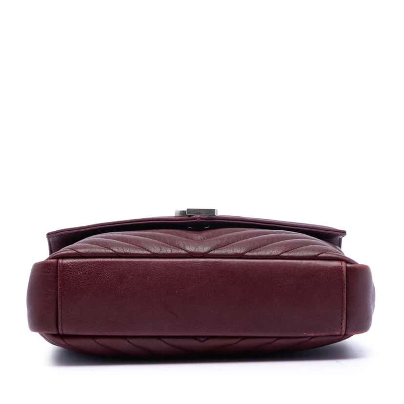 Saint Laurent Medium Chevron Sheepskin Monogram College Satchel Red Leather Very good condition - Inside View