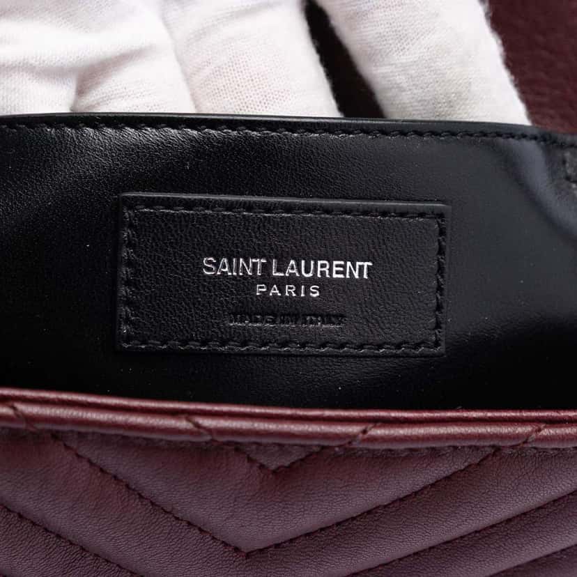 Saint Laurent Medium Chevron Sheepskin Monogram College Satchel Red Leather Very good condition - Box View