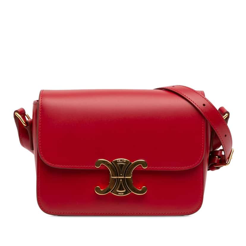 Celine Teen Shiny Calfskin Triomphe Crossbody Red Leather Very good condition - Front View
