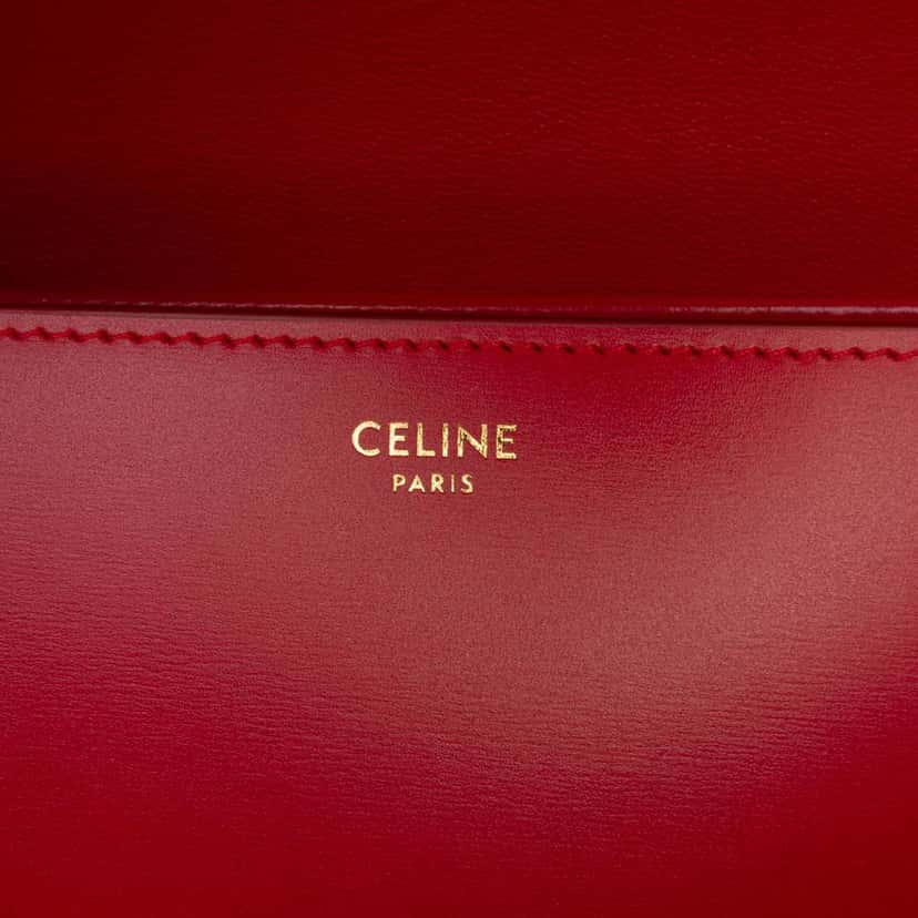 Celine Teen Shiny Calfskin Triomphe Crossbody Red Leather Very good condition - Box View