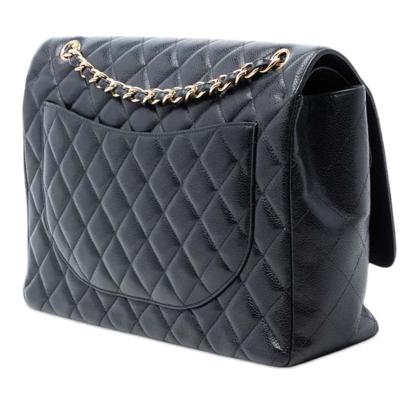 Chanel Maxi Classic Caviar Double Flap Black Leather Very good condition - Back View