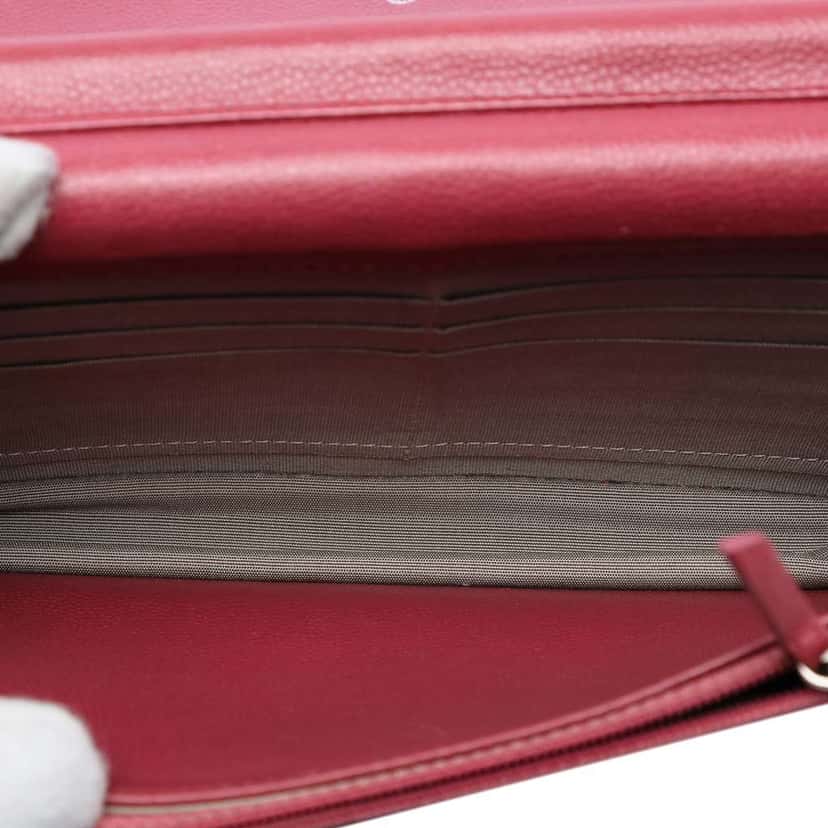 Chanel CC Caviar Sevruga Wallet On Chain Red Leather Very good condition - Model View