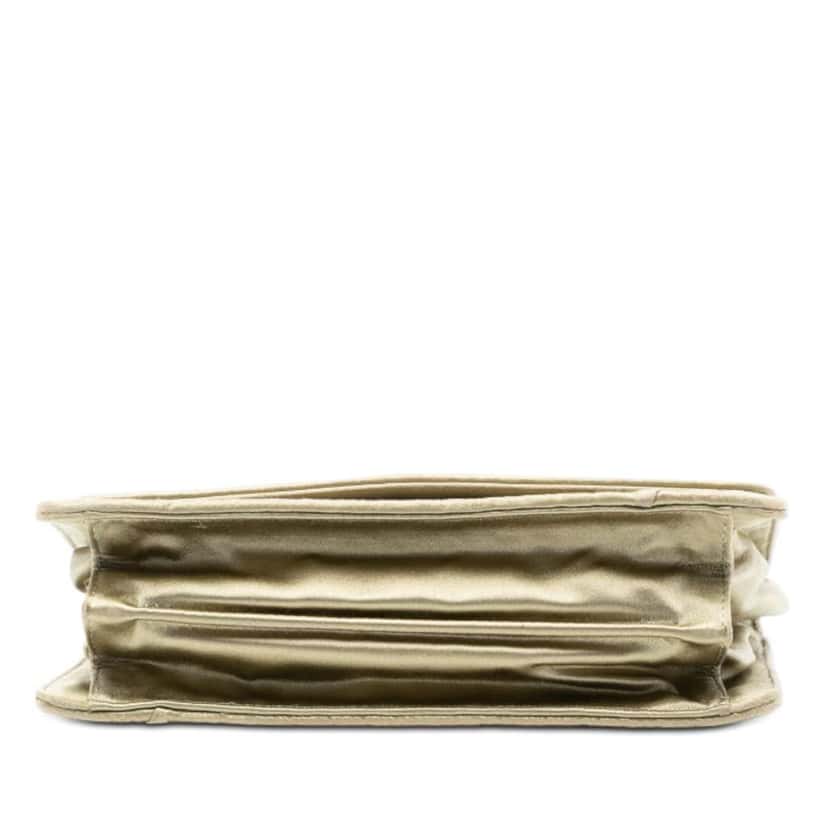 Bottega Veneta Satin Intrecciato Flap Shoulder Bag Gold Satin Very good condition - Inside View