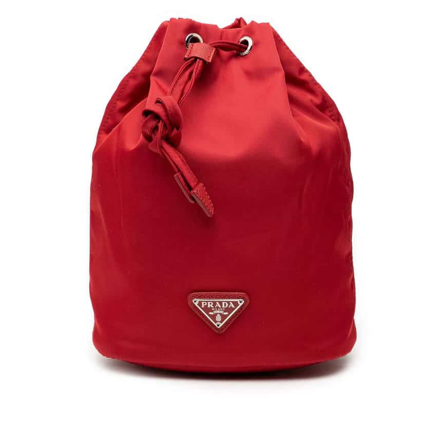 Prada Tessuto Drawstring Pouch Red Very good condition - Front View