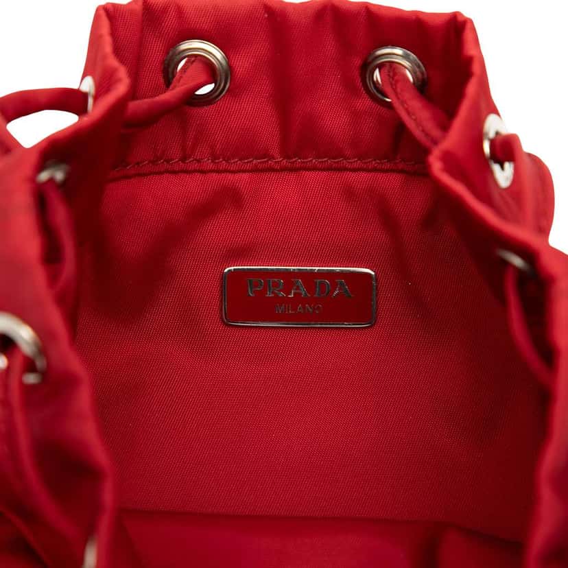 Prada Tessuto Drawstring Pouch Red Very good condition - Box View
