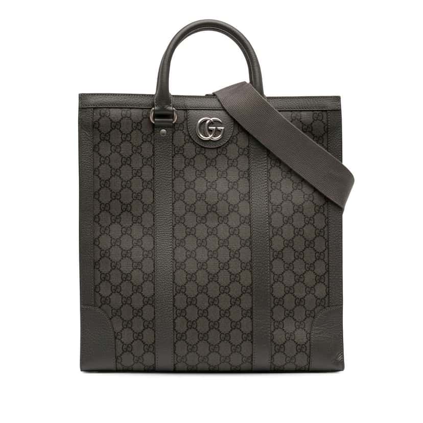 Gucci Medium GG Supreme Ophidia Satchel Grey Canvas Very good condition - Front View