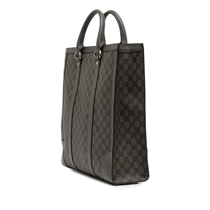 Gucci Medium GG Supreme Ophidia Satchel Grey Canvas Very good condition - Back View