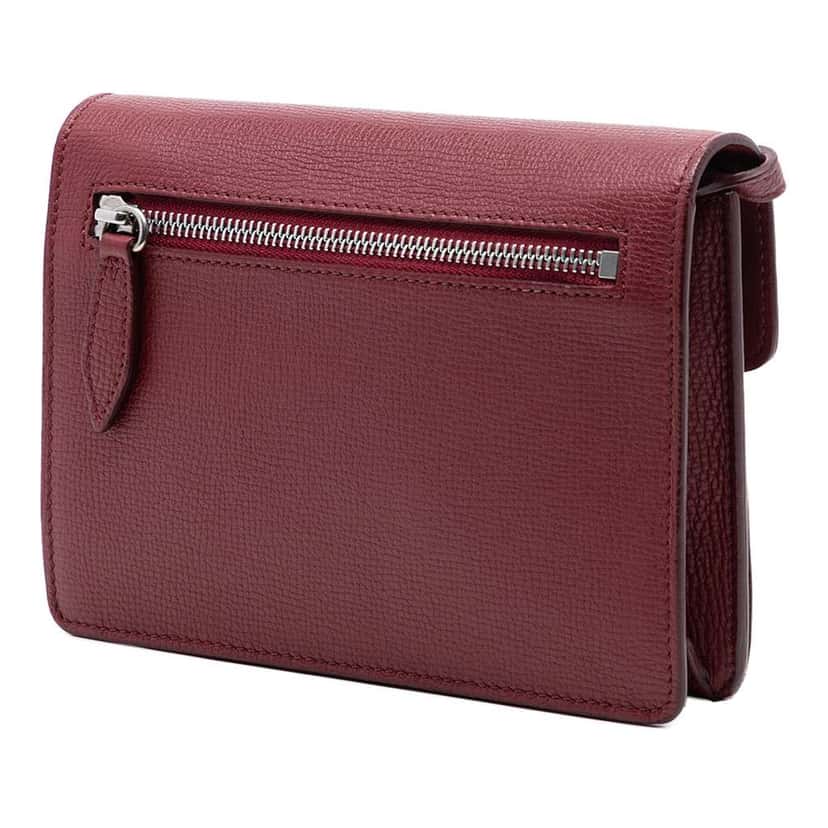 Burberry Small Leather and House Check Canvas Derby Macken Crossbody Red Leather Very good condition - Back View