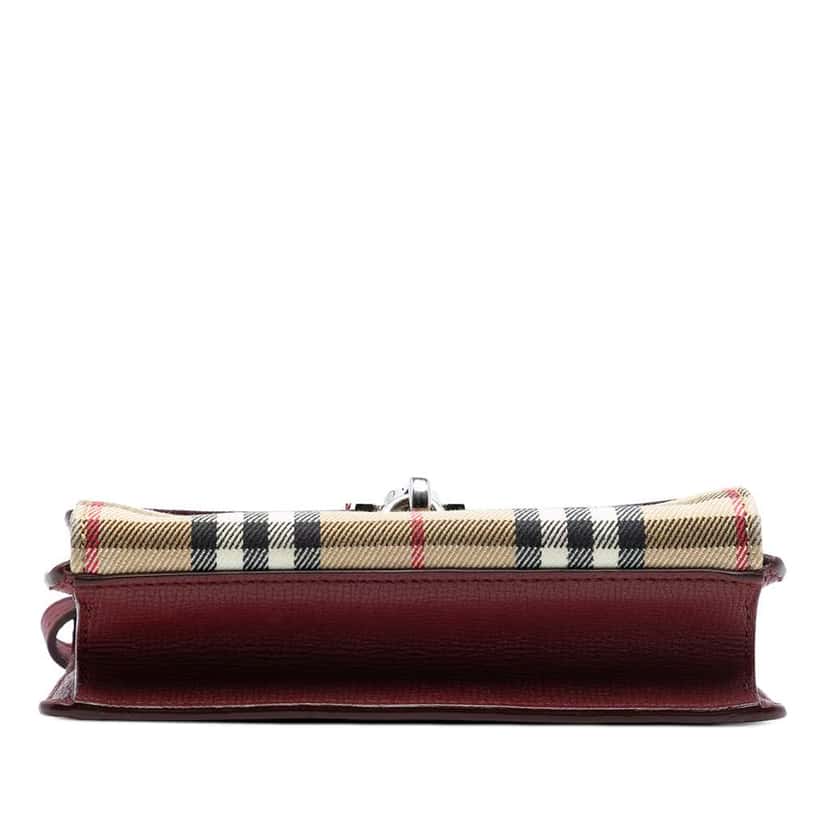Burberry Small Leather and House Check Canvas Derby Macken Crossbody Red Leather Very good condition - Inside View