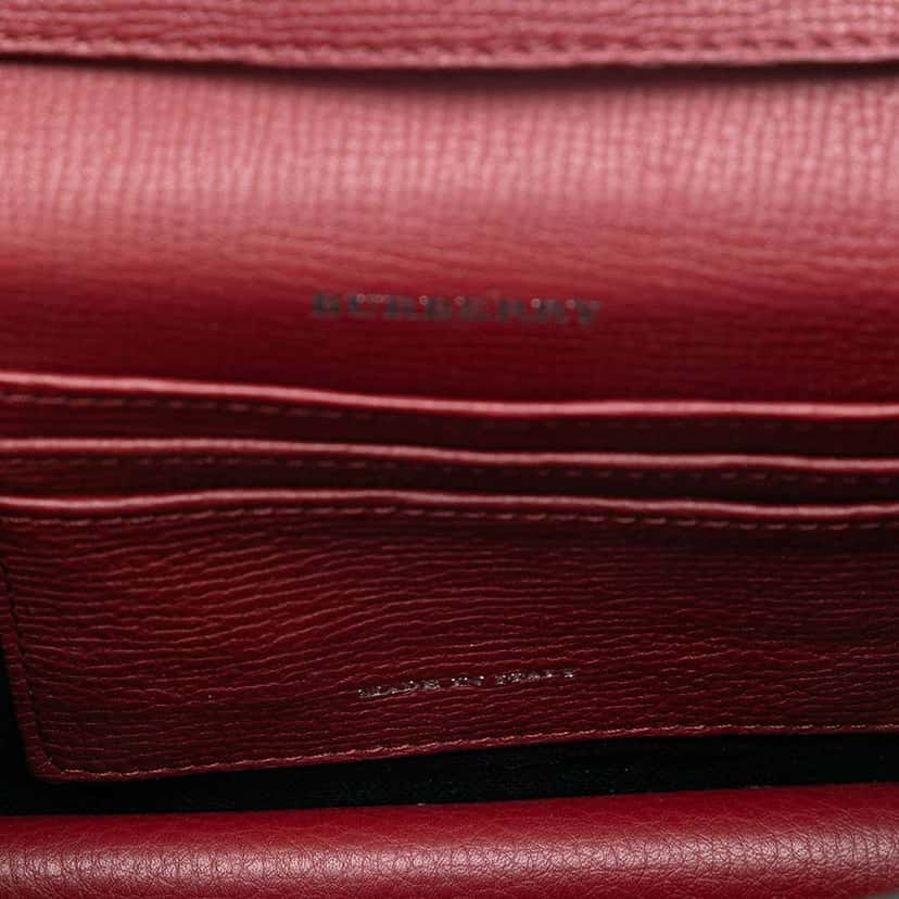 Burberry Small Leather and House Check Canvas Derby Macken Crossbody Red Leather Very good condition - Model View