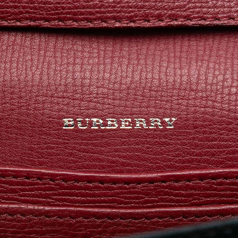 Burberry Small Leather and House Check Canvas Derby Macken Crossbody Red Leather Very good condition - Box View