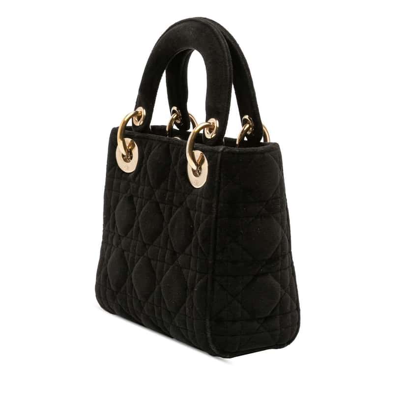 Dior Mini Velvet Cannage Lady Dior Black Velvet Very good condition - Back View