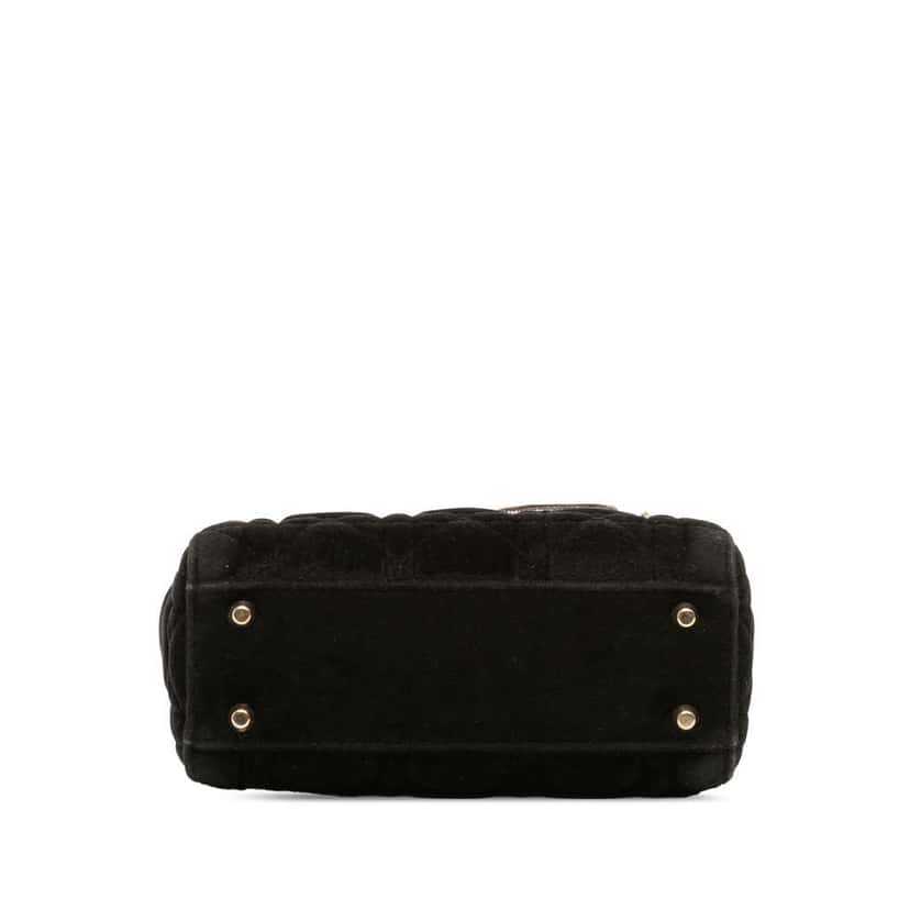 Dior Mini Velvet Cannage Lady Dior Black Velvet Very good condition - Inside View