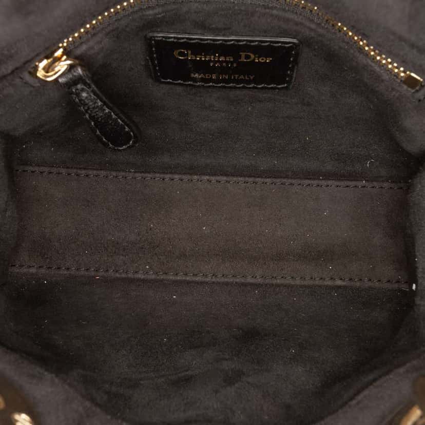 Dior Mini Velvet Cannage Lady Dior Black Velvet Very good condition - Model View