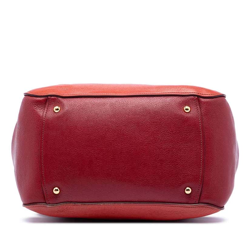 Miu Miu Goatskin Madras Satchel Red Leather Good condition - Inside View