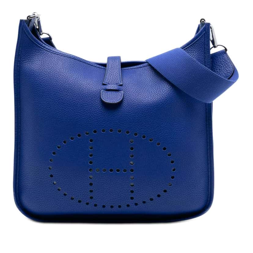 Hermès Clemence Evelyne III GM Blue Leather Good condition - Front View