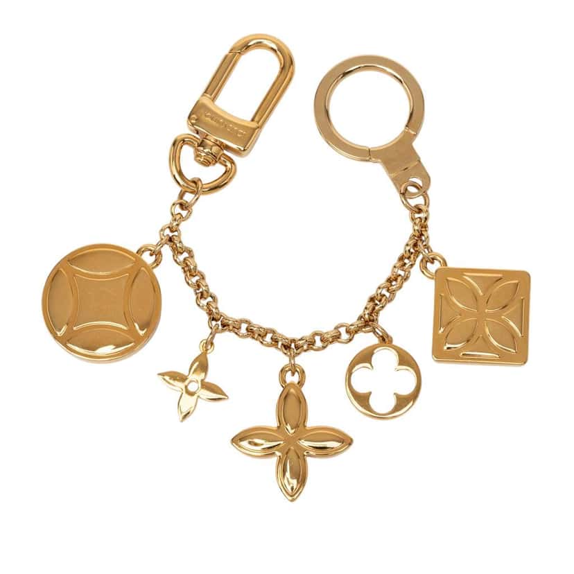 Louis Vuitton Gold Plated Monogram Ice Flower Bag Charm Gold Metal Very good condition - Back View