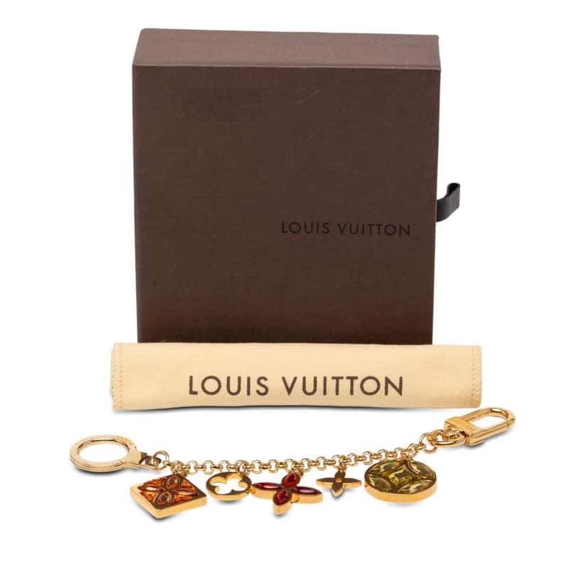 Louis Vuitton Gold Plated Monogram Ice Flower Bag Charm Gold Metal Very good condition - Model View