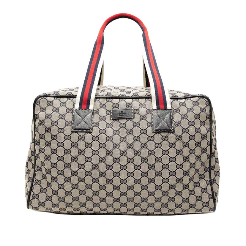 Gucci GG Canvas Web Travel Bag Brown Canvas Good condition - Front View