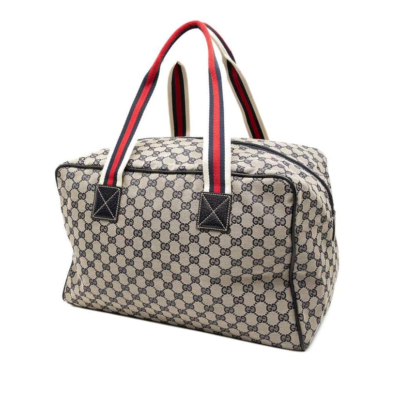 Gucci GG Canvas Web Travel Bag Brown Canvas Good condition - Back View