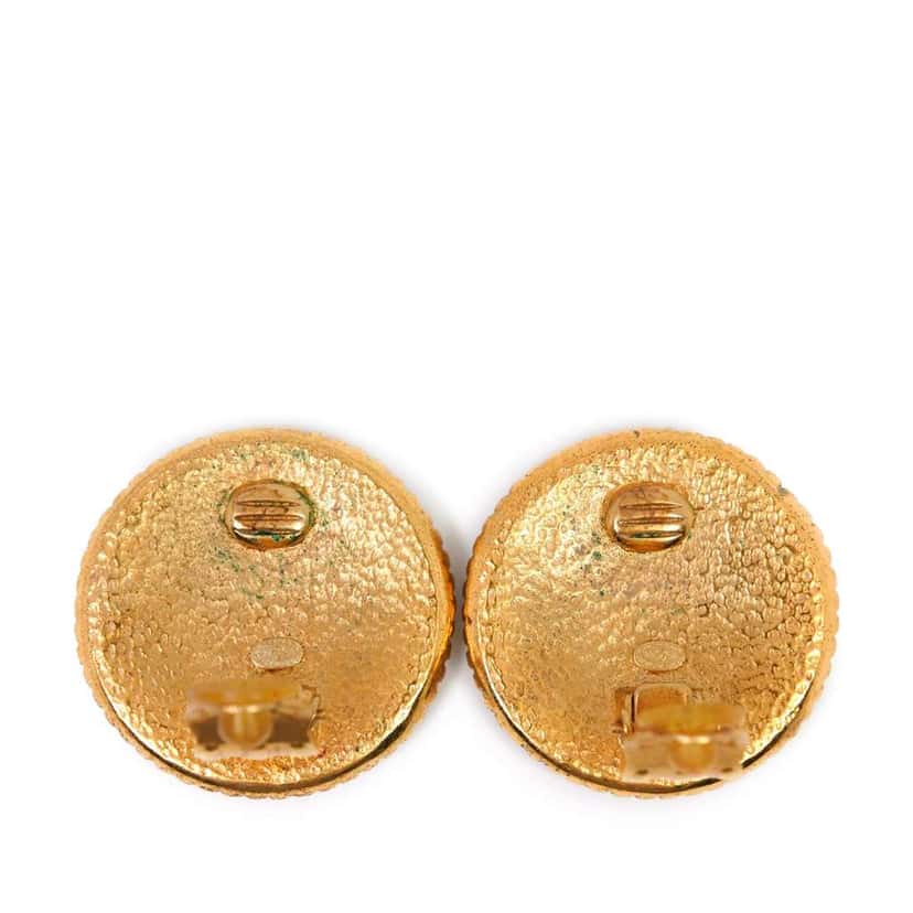 Chanel CC Gold Plated Round Clip On Earrings Gold Metal Very good condition - Back View