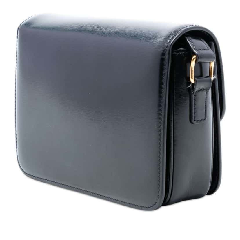 Celine Teen Shiny Calfskin Triomphe Crossbody Black Leather Very good condition - Back View