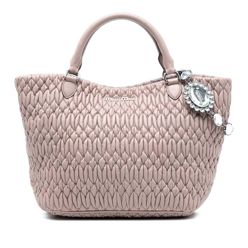 Miu Miu Matelasse Nappa Crystal Satchel Pink Leather Very good condition - Front View