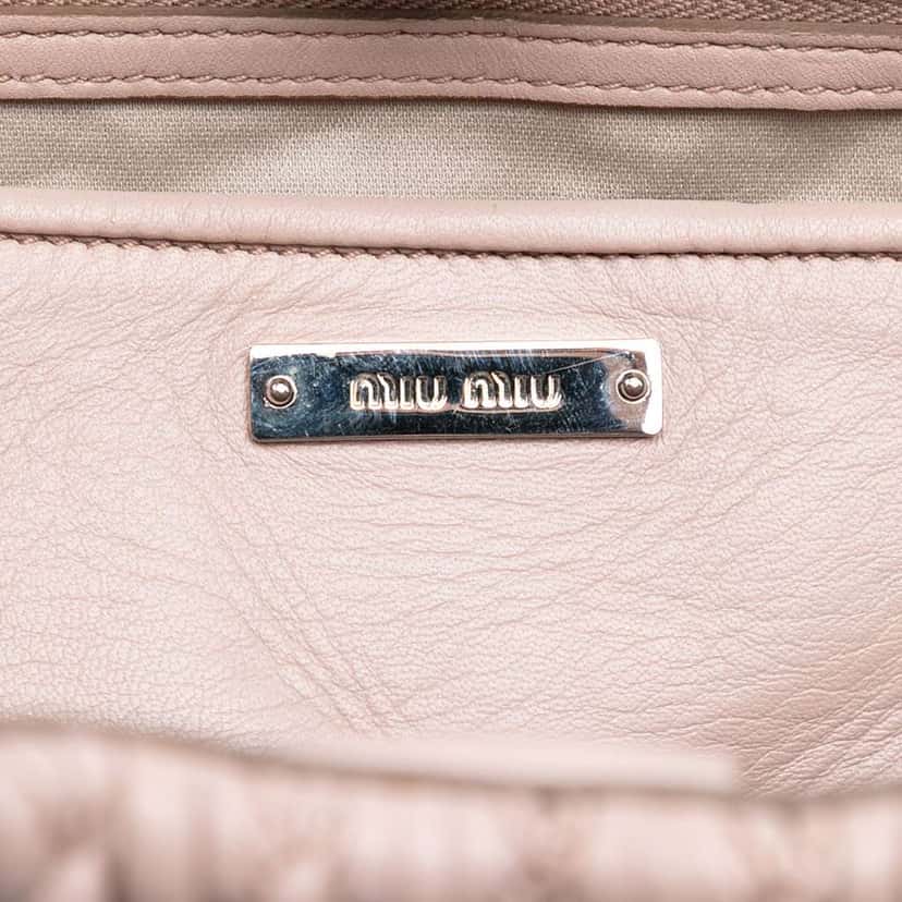 Miu Miu Matelasse Nappa Crystal Satchel Pink Leather Very good condition - Box View