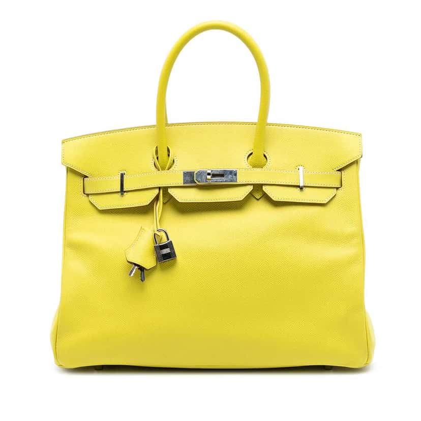 Hermès Epsom Verso Birkin Retourne 35 Yellow Leather Very good condition - Front View