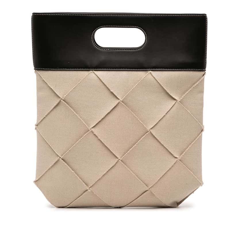 Bottega Veneta Small Canvas French Calfskin Slip Tote Brown Canvas Very good condition - Front View