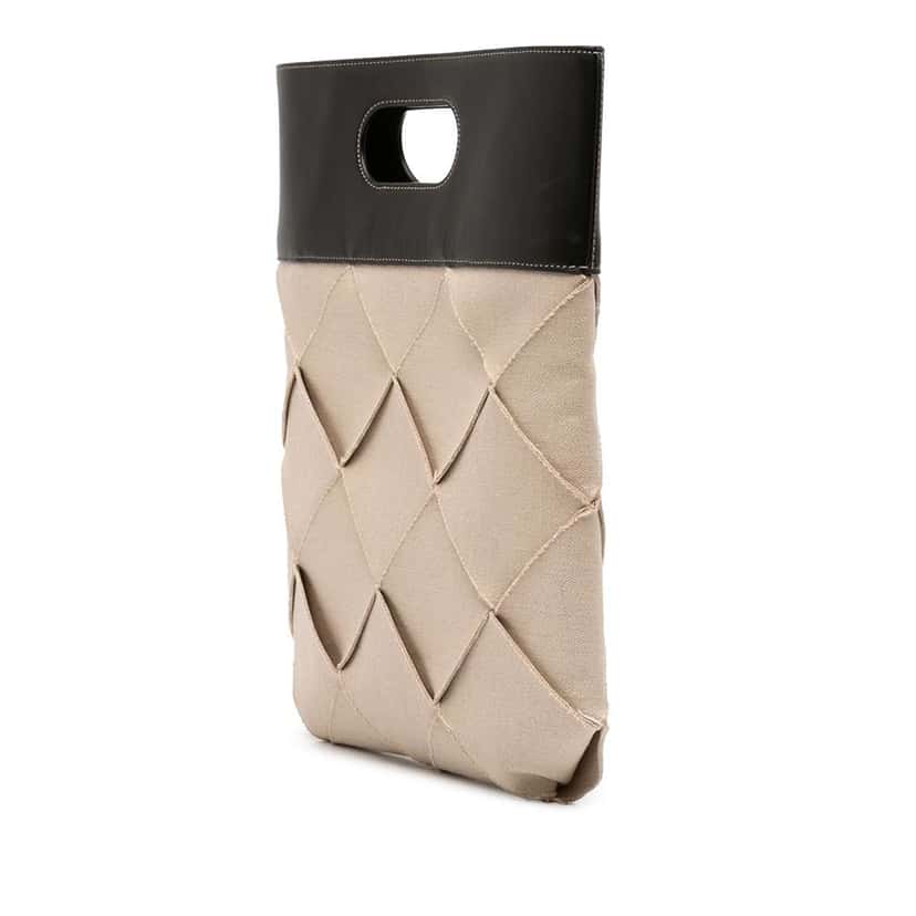 Bottega Veneta Small Canvas French Calfskin Slip Tote Brown Canvas Very good condition - Back View