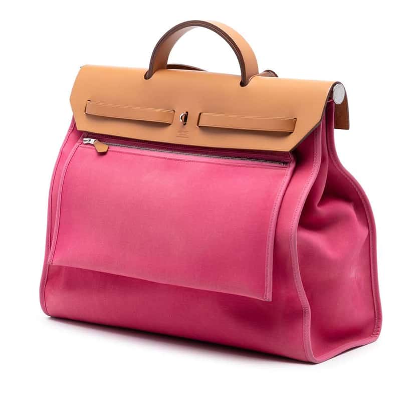 Hermès Toile Herbag Zip 39 Pink Canvas Very good condition - Back View