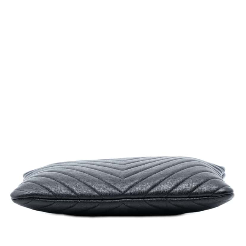 Chanel Medium CC Chevron Caviar O Case Clutch Black Leather Good condition - Inside View