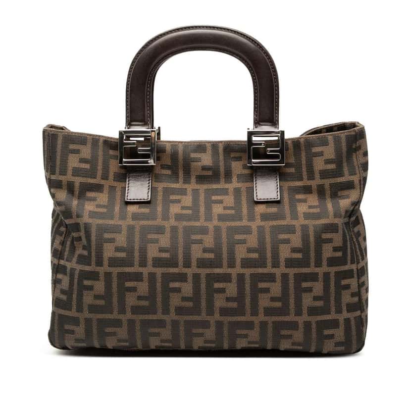 Fendi Small Zucca Canvas Twins Tote Brown Canvas Very good condition - Front View