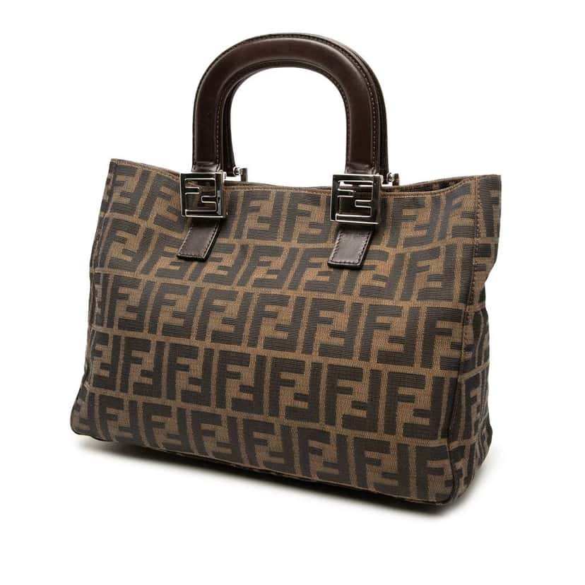 Fendi Small Zucca Canvas Twins Tote Brown Canvas Very good condition - Back View