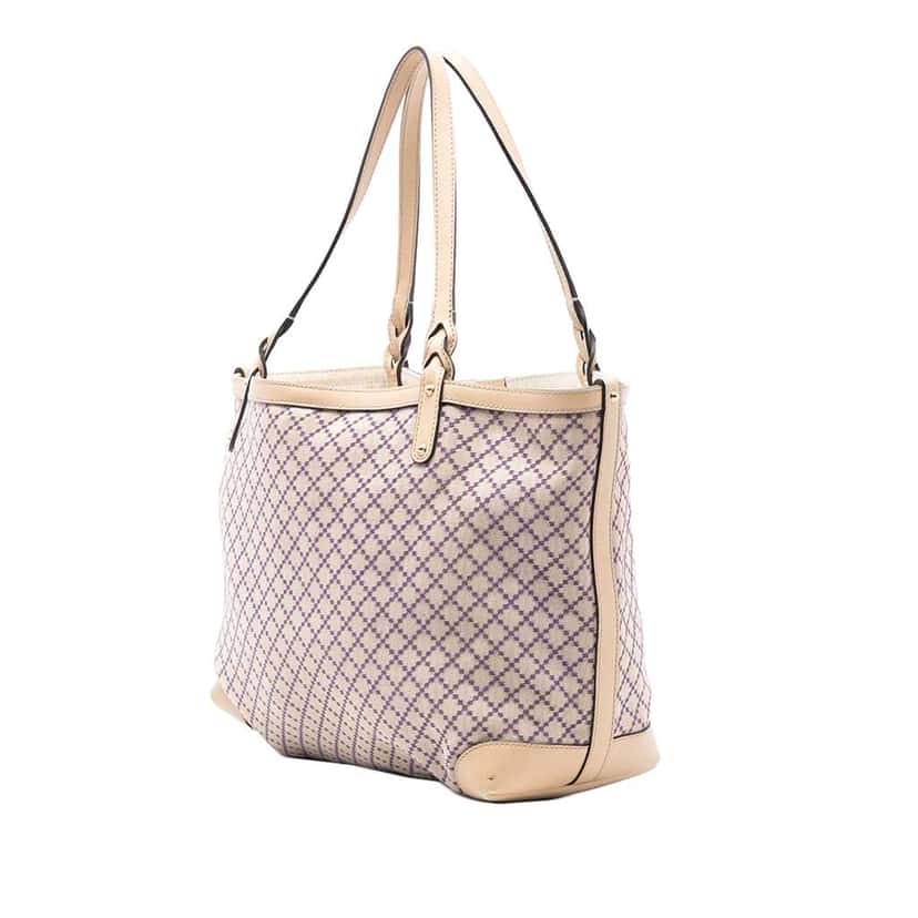 Gucci Medium Diamante Canvas Craft Tote Brown Canvas Very good condition - Back View