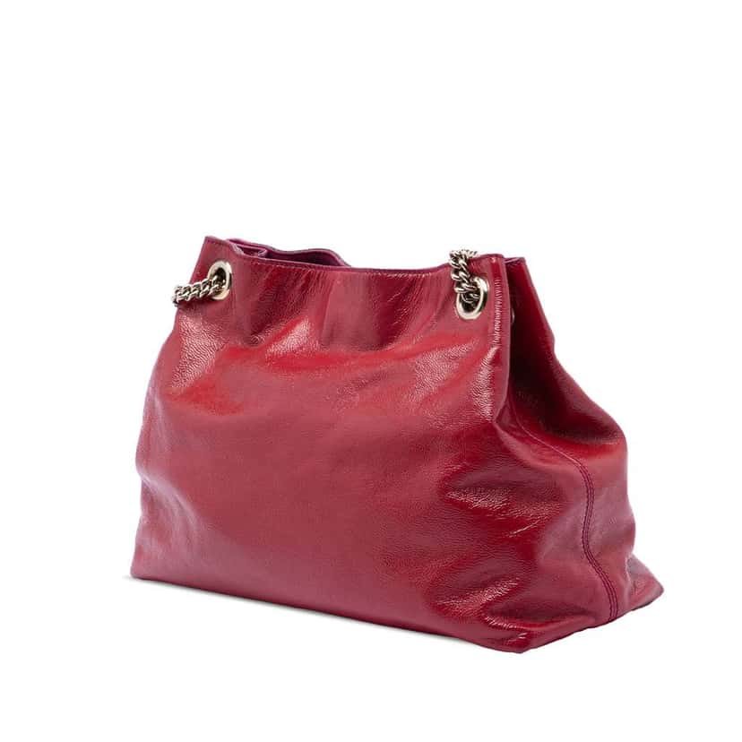 Gucci Medium Patent Soho Chain Tote Red Leather Very good condition - Back View