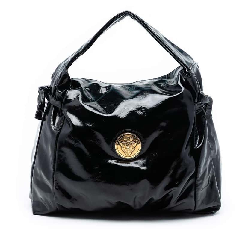 Gucci Patent Hysteria Tote Black Leather Good condition - Front View