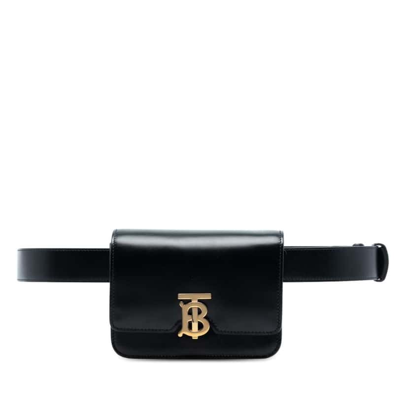 Burberry Leather TB Belt Bag Black Leather Very good condition - Front View