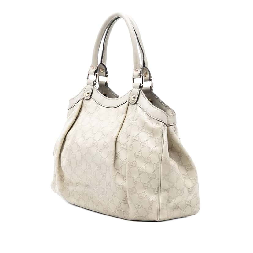 Gucci Medium Guccissima Sukey Tote White Leather Good condition - Back View