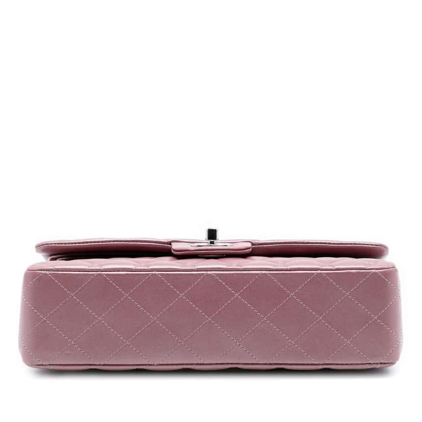 Chanel Medium Metallic Classic Lambskin Double Flap Pink Leather Good condition - Inside View