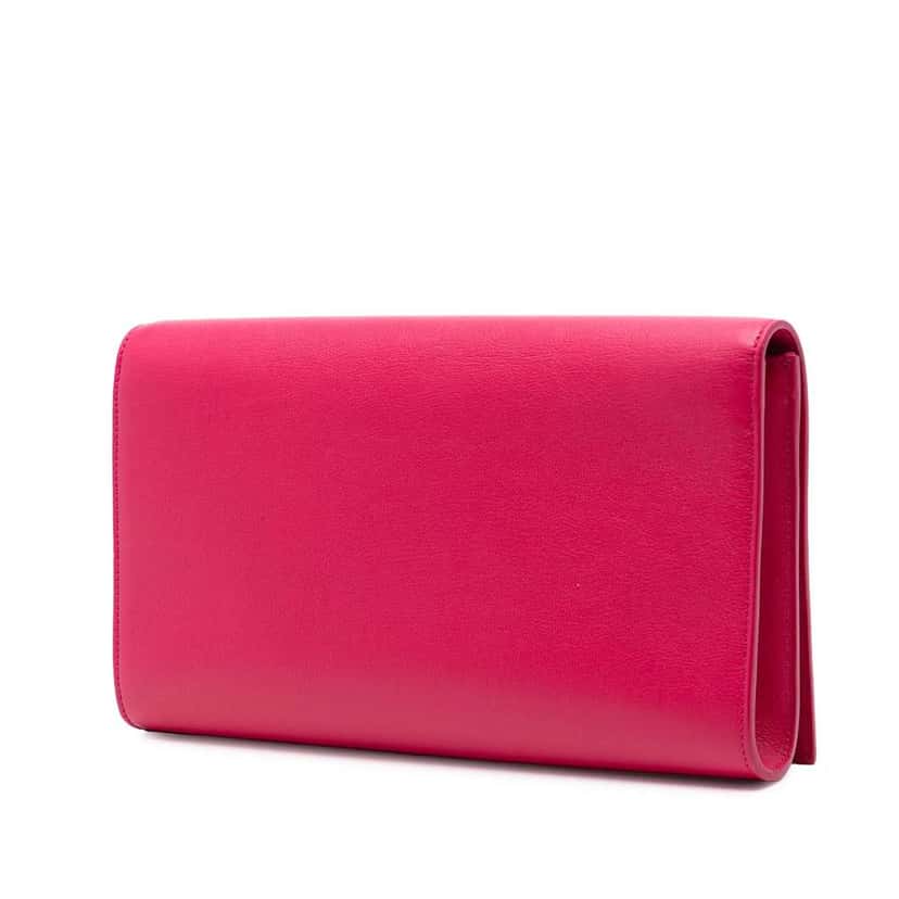 Saint Laurent Large Leather Monogram Belle De Jour Clutch Pink Leather Very good condition - Back View