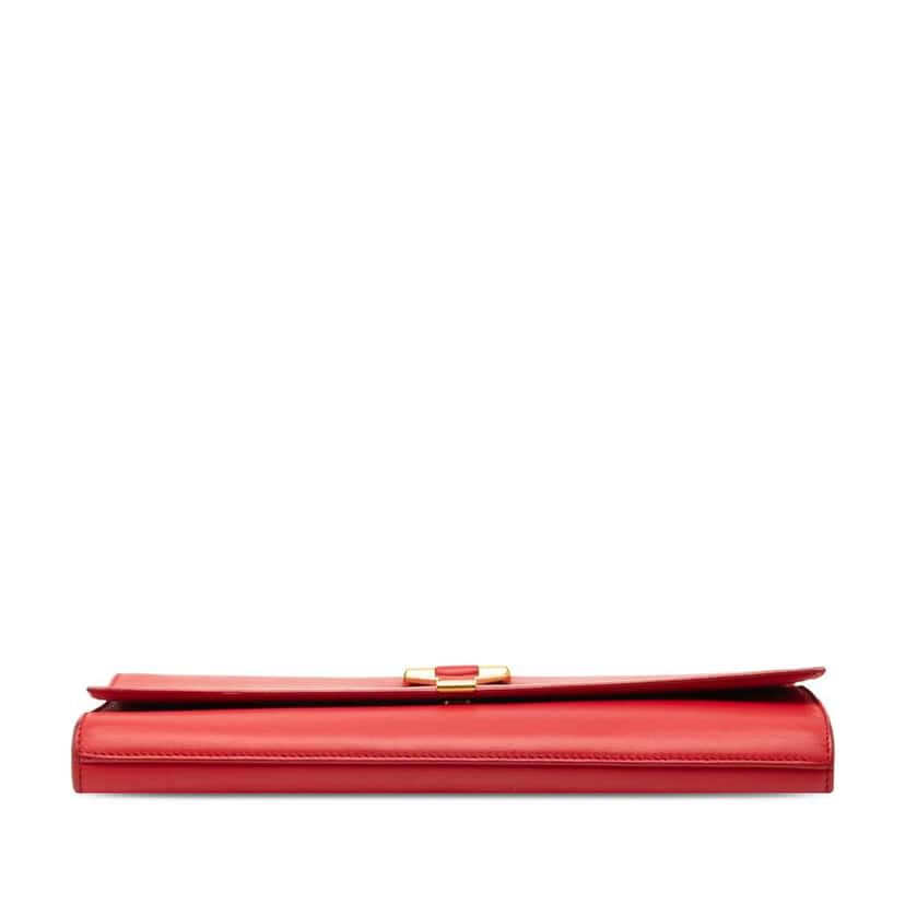 Saint Laurent Leather Chyc Ligne Clutch Red Leather Very good condition - Inside View