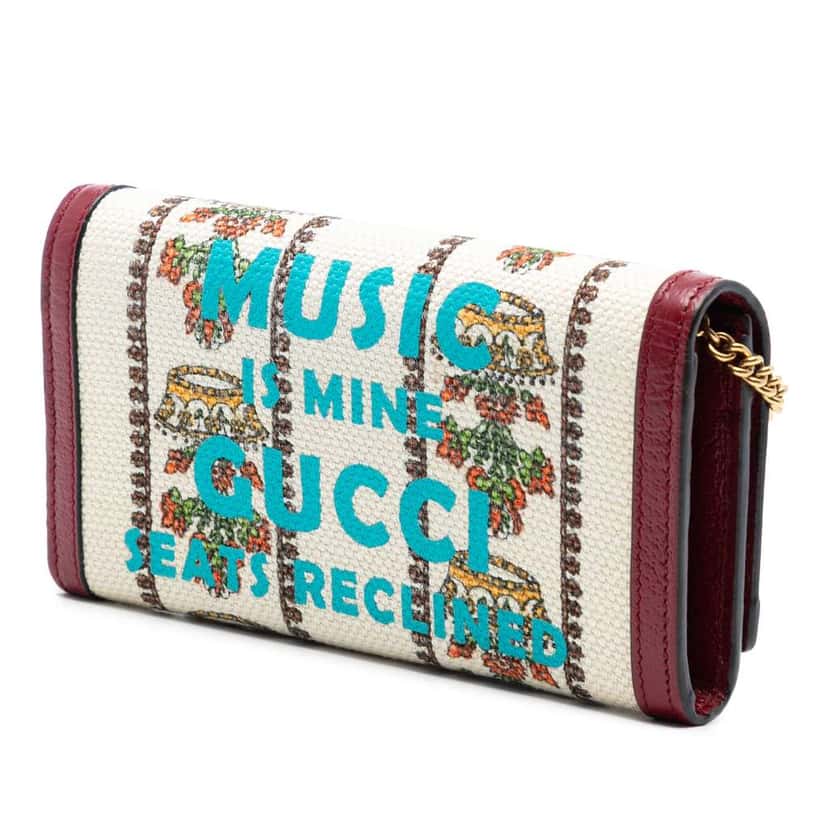 Gucci Canvas 100 Centennial Floral Crown Wallet On Chain Brown Canvas Very good condition - Back View