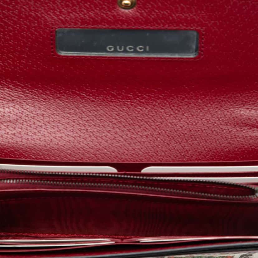 Gucci Canvas 100 Centennial Floral Crown Wallet On Chain Brown Canvas Very good condition - Model View