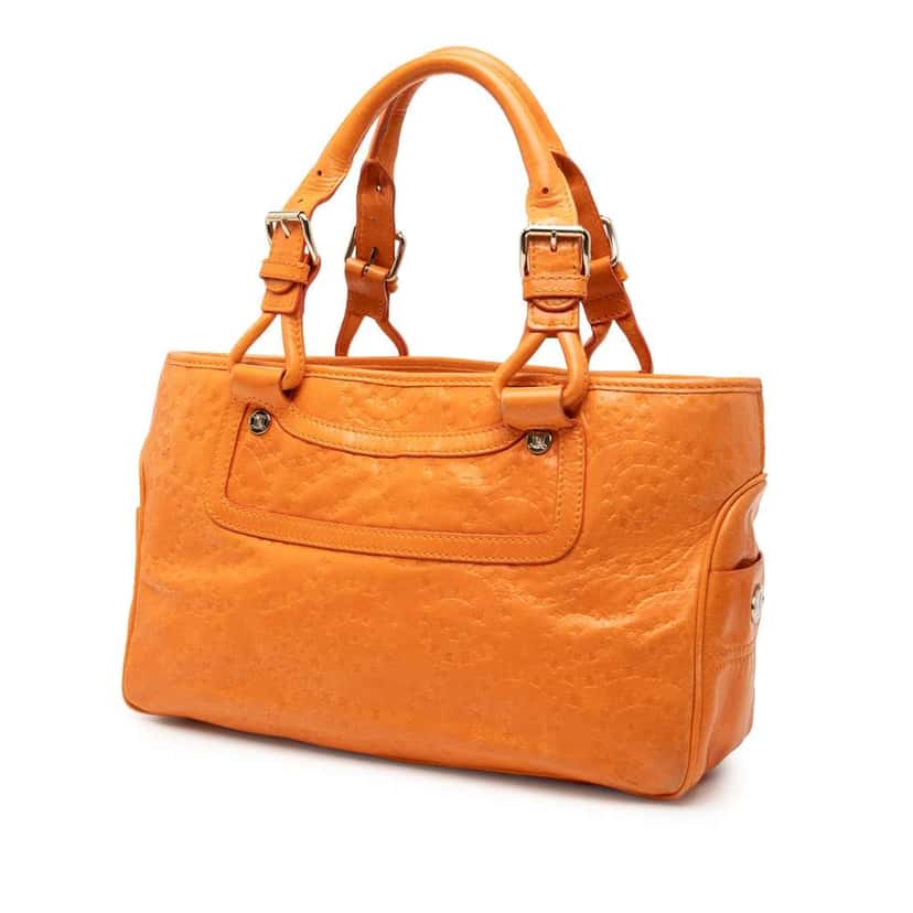 Celine Spiraling Macadam Embossed Leather Boogie Handbag Orange Leather Very good condition - Back View