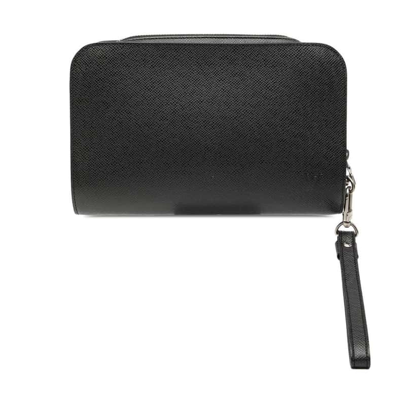 Louis Vuitton Taiga Pochette Baikal Black Leather Good condition - Front View